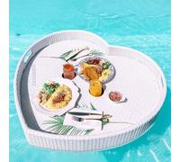 Vassoio galleggiante in legno di rattan per la colazione, per piscina e hotel - Piatto galleggiante di lusso per l'acqua