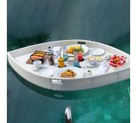 Vassoio galleggiante in legno di rattan per la colazione, per piscina e hotel - Piatto galleggiante di lusso per l'acqua