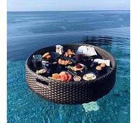 Vassoio galleggiante in rattan, per piscine, resistente all'usura, elegante vassoio per colazione, perfetto per feste all'aperto e relax