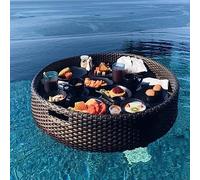 Vassoio galleggiante | Vassoio da portata in rattan per piscine, spa e feste, ideale per bar di sabbia e vasche da bagno, perfetto per adulti, 60 cm