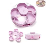 Vassoio girevole e per snack, tagliere girevole per salumi Lazy Susan, vassoio portatile per verdure arrotondato con coperchio girevole, vassoio per feste a 5 scomparti per salumi (PINK)