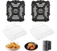 Vassoio grill Air Fryer per Ninja SL400EU Dual Stack XL a 2 scomparti - Set di 2 accessori di ricambio con griglia di cottura per friggitrice ad aria calda - Accessori Air Fryer Ninja