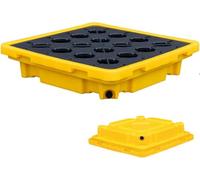 Vassoio impilabile di contenimento delle fuoriuscite con i cavi di scarico del carrello elevatore Catible Base modulare del pallet per il tamburo di 1 tonnellata della prova della perdita del