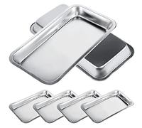 Vassoio in acciaio inox Lap Tray: 6 Pack Piccolo vassoio per strumenti, vassoio medico in acciaio inossidabile, vassoio per strumenti medici dentale per strumenti di laboratorio dentale