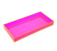 Vassoio in acrilico per trucco, profumo, gioielli, 30,5 x 15,2 cm, piccolo vassoio decorativo per bagno, comò, top candela, lavandino, rosa neon