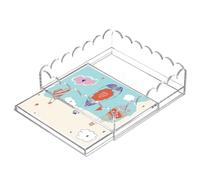 Vassoio in acrilico, vassoio smerlato in acrilico con inserto per foto, espositore trasparente, accessori da scrivania per arti e mestieri messaggi, vanità, bagno, cucina, appartamento