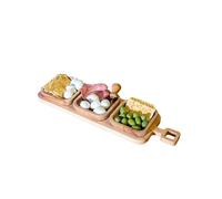 Vassoio in Legno Aperitivo, 3 Vaschette, Ciotole Estraibili, Legno di Faggio,50 x 12 x 2 h cm