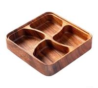 Vassoio in legno con 4 scomparti, impilabile, per frutta secca, caramelle, frutta secca, antipasti, 20 x 20 x 4,5 cm