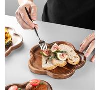 Vassoio in legno con design floreale e piatto multi scomparto per servire caffè, tè e snack a casa o all'aperto (24 x 24 x 1,5 cm)