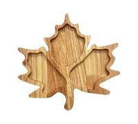 Vassoio in legno con foglie d'acero, 3 scomparti, 28,4 cm | Vassoio rustico a forma di foglia, per servire spuntini, per formaggio, antipasti, cena del Ringraziamento