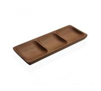 Vassoio in Legno di Acacia - Piatto - Design Elegante, Multiuso per Casa, Cucina, Bagno e Ufficio - Ideale come Organizer, Svuotatasche o Vassoio da Servizio (3 Scomparti 26x10 cm)