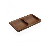 Vassoio in Legno di Acacia - Piatto - Design Elegante, Multiuso per Casa, Cucina, Bagno e Ufficio - Ideale come Organizer, Svuotatasche o Vassoio da Servizio (2 Scomparti 17.5x10 cm)