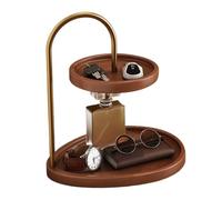 Vassoio in legno - Espositore per vassoio in legno rustico | Espositore vintage rotondo a 2 livelli |, per ingresso, camera da, soggiorno, comodino, ottomano, decorazioni per la casa, ufficio,