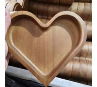 Vassoio in legno massiccio per l'amore, piatto per frutta, dessert, pasti, sottobicchiere per tè, vassoio in legno massiccio a forma di cuore per San Valentino, scatola impilabile per frutta secca, va