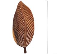 Vassoio in legno naturale a forma di foglia di noce per servire tè, caffè, dessert, piatto in legno fatto a mano con comodo manico (A)