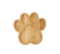 Vassoio in legno naturale a forma di zampa di cane con scomparti multipli per servire vari snack, formaggio, frutta e dessert, design robusto e funzionale