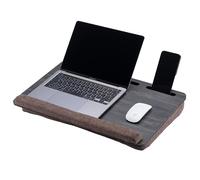 Vassoio in Legno per Laptop Vigo Wood, Scrivania per Laptop, Supporto per Laptop da Letto con Cuscino, Tavolino Portatile per Ufficio a Casa Adatto fino a 17.3'' Tablet con Supporto per Telefono