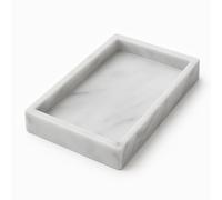 Vassoio in Marmo Bianco 25x15 cm - Rettangolare, Elegante e Compatto - Design Moderno per Bagno, Cucina, Soggiorno - Porta Profumi, Gioielli, Candele - by KALU Creations