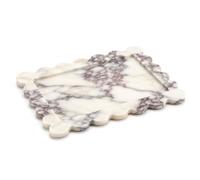 Vassoio in marmo naturale, organizer con bordo ondulato, 30 x 20 cm