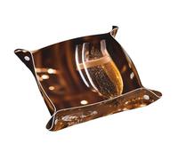Vassoio in pelle con stampa a forma di tazza di vino, organizer da scrivania per uomini, organizer per gioielli, vassoio decorativo