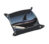 Vassoio in pelle con stampa orca killer whale per donne, organizer da viaggio, vassoio organizer per gioielli e cosmetici