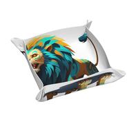 Vassoio in pelle personalizzato leone stile tribale, scatola di immagazzinaggio desktop, ottimizza la gestione dello spazio