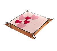 Vassoio in pelle Valet Vassoio Comodino Organizzatore Scrivania Piatto portaoggetti Catchall Rosa Cuori Palloncino