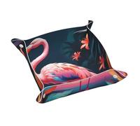Vassoio in pelle WZYWHJ Metallic Flamingo Prints, scatola portaoggetti impermeabile e antigraffio da 24,9 cm per riporre portafogli, orologi e cosmetici