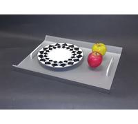 Vassoio in plexiglass satinato con manici alluminio. Cm. 49,5x30xH. 10