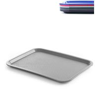 HENDI Vassoio da portata, grande, rettangolare, multiuso, vassoio da servizio, da cucina, per fast food, per servire cibo e bevande, 350x450x(H)20mm, grigio, polipropilene