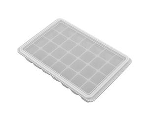 Vassoio in silicone a 28 scomparti con coperchio, stampo multiuso per congelare e cuocere ghiaccio, budini e cioccolato, verde, blu e grigio (Ceniza de nieve)