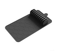 Vassoio in silicone per cassetti da cucina, scolapiatti, base organizer per coltelli e utensili, protezione per piano di lavoro, nero/grigio (nero)