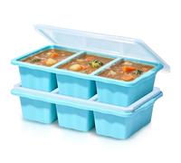 Vassoio in Silicone per Congelatore con Coperchio,Stampi per Contenitore del Congelatore per Zuppe,Contenitori per Congelatore per Zuppe con Coperchi,250 ML per Zuppe, Salsa, Ghiaccio (Blu)