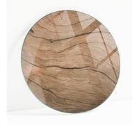 Vassoio in Vetro Rotondo ø 60 cm | Lastra di Protezione | Installazione Semplice | Con Cuscinetti Antiscivolo | Superficie Liscia | Per Tavoli Mobili Fai Da Te | Decorativo - Legno Naturale