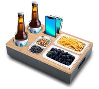Vassoio Legno,Pratico Vassoio da Divano con Ciotole per Snack,Vassoio da Portata,Contenitore per Snack da Divano per il divano del soggiorno, il giardino, il campeggio