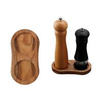 Vassoio macinapepe in legno Supporto for saliera in bambù Base da 1/2 foro for bottiglia di condimento for decorazioni for la casa(F)