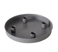 Vassoio magnetico per candele, 25 cm, rotondo, grigio, in metallo, con 4 supporti magnetici, vassoio decorativo per feste, avventi, supporto per candele