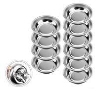 Vassoio magnetico per parti da 7,6 cm, in acciaio inox, con base in gomma, supporto per piccole parti per viti, bulloni, dadi, officina, confezione da 10