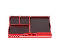 Vassoio magnetico per viti in lega di alluminio per veicoli RC, droni e progetti fai da te - Contiene viti, dadi, rondelle, punte da trapano - compatto, porta (rosso)