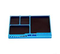 Vassoio magnetico per viti per auto RC, organizer per parti in lega di alluminio con forte assorbimento per dadi bulloni rondelle, scatola portatile per attrezzi da 1/8 1/10 (blu)