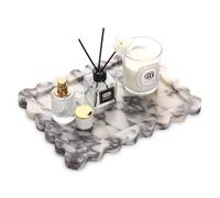 Vassoio Marmo Bagno Naturale Ondulato Vassoio Portaoggetti Svuotatasche Ingresso Moderno Lusso per Toletta, Candele, Asciugamani, Cosmetici, Profumo, Portachiavi (Viola Calacatta, 27 x 20 cm)