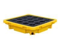 Vassoio modulare di contenimento delle fuoriuscite 1 2 4 tamburo piattaforma di fuoriuscita in polietilene con grata a prova di perdite olio e tamburo chimico prevenzione fuoriuscite pallet 67 x 67 x