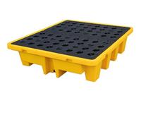Vassoio modulare di contenimento delle fuoriuscite per 1 2 4 tamburi a prova di perdite in polietilene piattaforma con grattugia olio e tamburo chimico prevenzione fuoriuscite pallet 130 x 110 x 30 cm