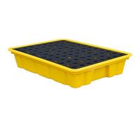 Vassoio modulare di contenimento delle fuoriuscite per 1 2 4 tamburi Piattaforma resistente in polietilene con grata a prova di perdite di olio e tamburo chimico prevenzione pallet 50 x 36 x 10 cm