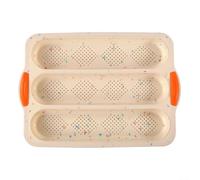 Vassoio multiuso in silicone per cottura al forno, design a 3 pagnotte, perfettamente adatto per deliziose ricette di pane francese (beige)