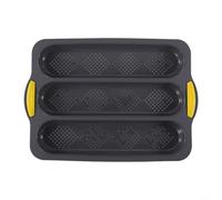 Vassoio multiuso in silicone per la cottura, design a 3 pagnotte, perfettamente adatto per deliziose ricette di pane francese (grigio Y)