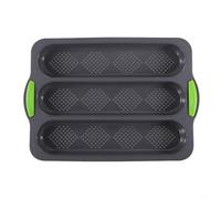 Vassoio multiuso in silicone per la cottura, design a 3 pagnotte, perfettamente adatto per deliziose ricette di pane francese (grigio G)