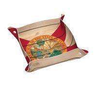 Vassoio organizer in pelle con stampa a grana di legno con bandiera della Florida, vassoi da scrivania, vassoi multifunzionali, per chiavi, orologio, portafoglio