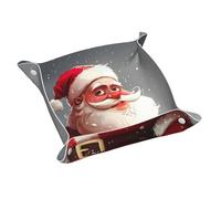 Vassoio organizer in pelle con stampa di Babbo Natale, vassoi da scrivania, vassoi multifunzionali, per chiavi, orologio, portafoglio