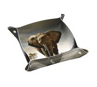 Vassoio organizer in pelle con stampa elefante 3D, vassoi da scrivania, vassoi multifunzionali, per chiavi, orologio, portafoglio